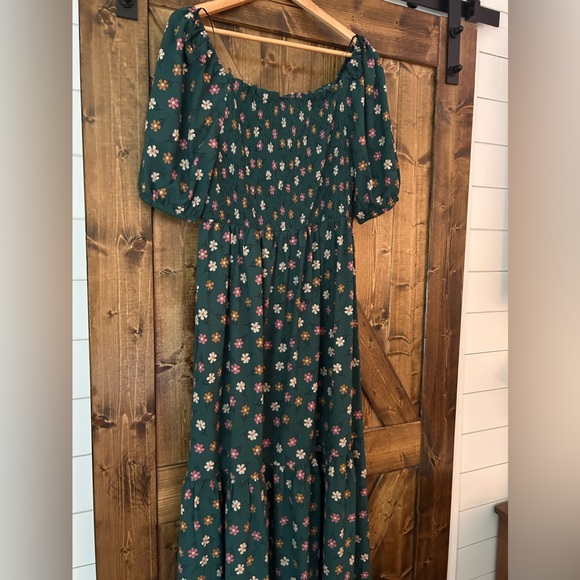 Modcloth Princess Highway green flowers floral dress UK 14/ US 10 NWT smocked - Picture 5 of 6